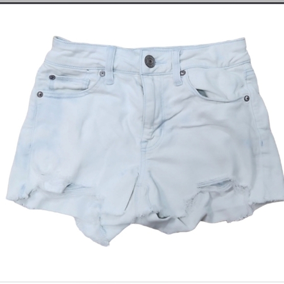 American Eagle Next Level Stretch Blue Accent Distressed Denim Shorts - Picture 1 of 6